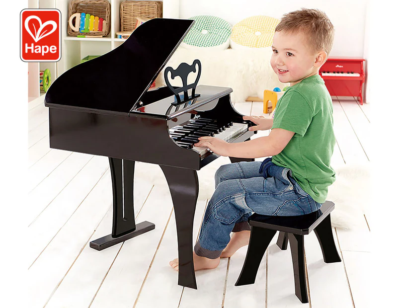 Hape Happy Melody Grand Piano w/ Stool Musical Toy - Black
