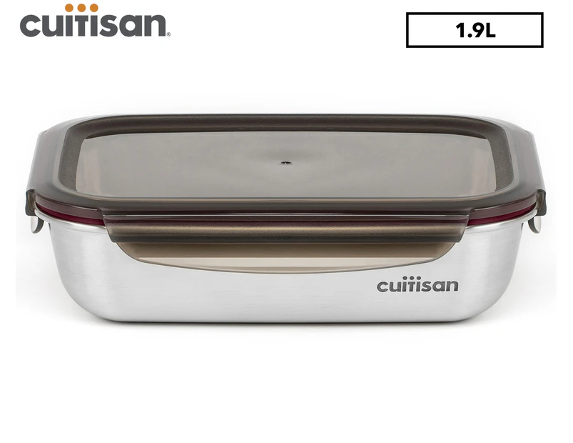 Cuitisan 1.9L Flora Rectangular Bowl Microwave Safe Food Container - Silver