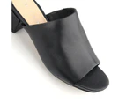 Airflex Playground Womens Leather Casual Round Leather Block Heel Mules - Black