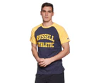 Russell Athletic Men's Raglan Tee / T-Shirt / Tshirt - Bay Blue/Sunbound