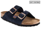 Birkenstock Unisex Arizona Suede Leather Soft Footbed Narrow Fit Sandals - Navy