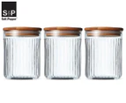 Set of 3 Salt & Pepper BREW Glass Canister Set - Clear/Natural