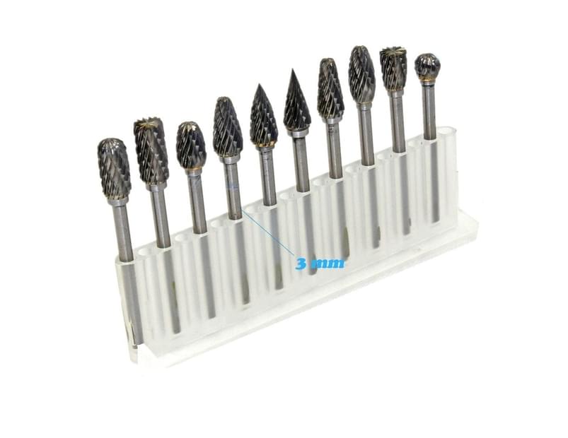 3mm Shank Twist Drill Bit For Dremel Rotary Tools Yakamoz 10 Pieces Double Cut Tungsten Steel Solid Carbide Rotary Burrs Set with 1/8 