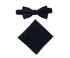 AusCufflinks Men's Dark Forest Navy Cotton Bow Tie & Pocket Square Set