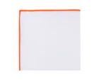 AusCufflinks Men's Orange Edge White Pocket Square