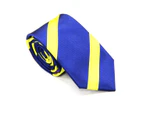 AusCufflinks Men's Navy Yellow Stripe Business Tie & Pocket Square Set