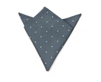 AusCufflinks Men's Grey White Polka Dot Business Tie & Pocket Square Set