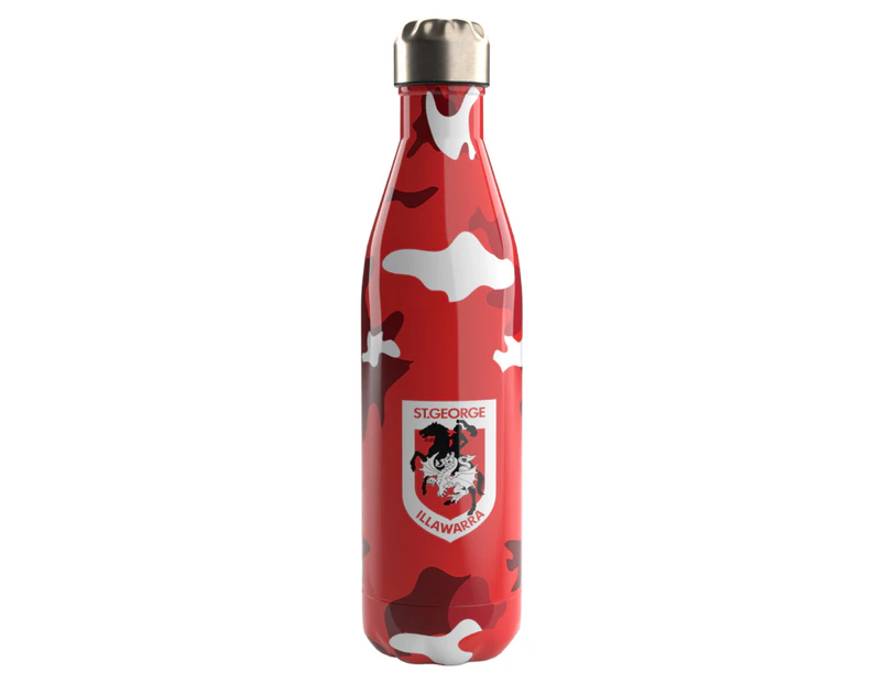 NRL 500mL St George Dragons Stainless Steel Drink Bottle - Red/White