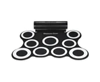 Stereo Roll Up Drum Kit 9 Silicon Drum Pads Built-in Speakers USB Powered & Drumsticks Foot Pedals 3.5mm Audio Cable for Beginners Kids