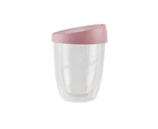 Uppercup Large Reusable Coffee Cup - Clear & Dusty Pink Lid (12oz)