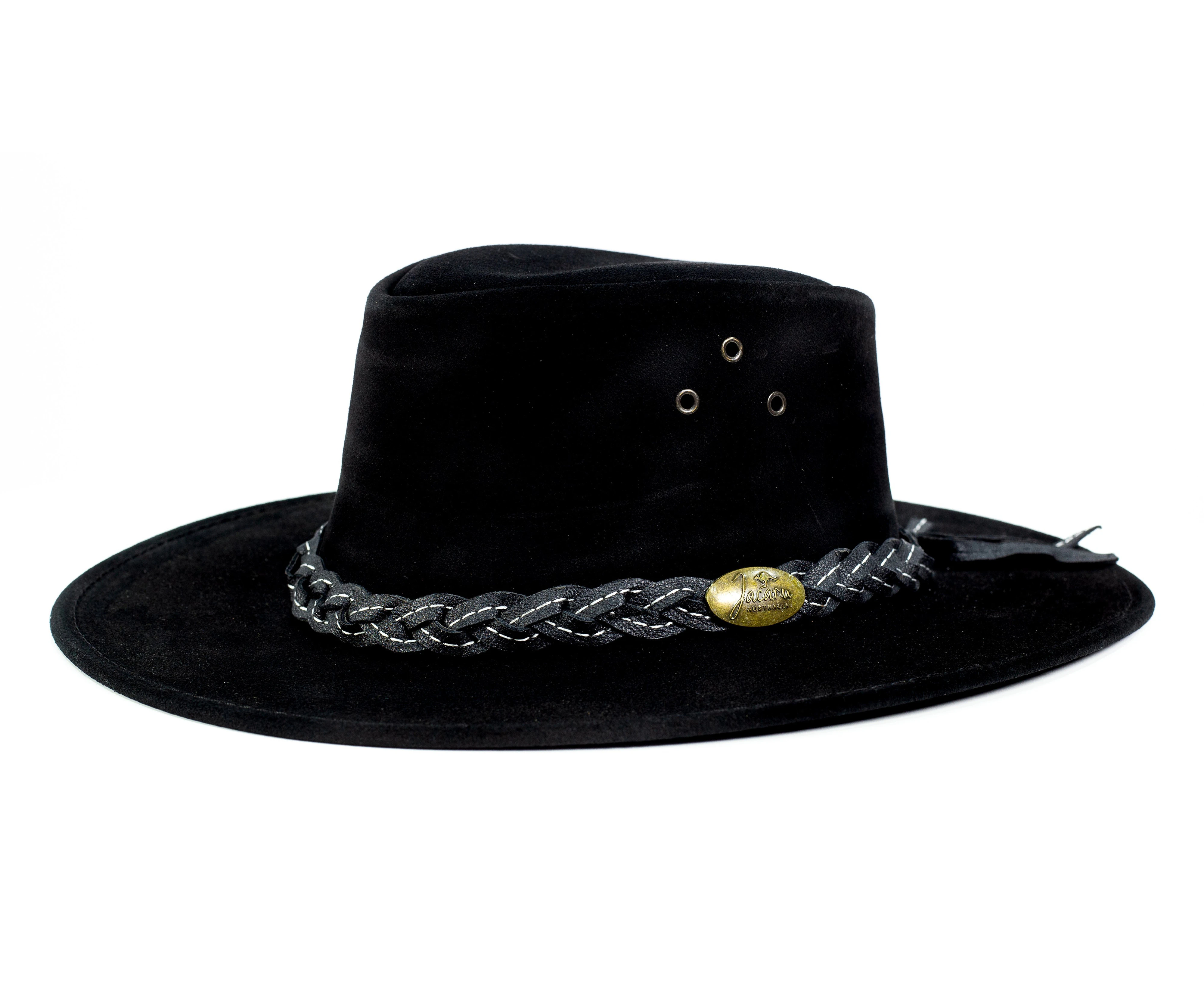 Jacaru 1007 Wallaroo Suede Traditional Hats - Black