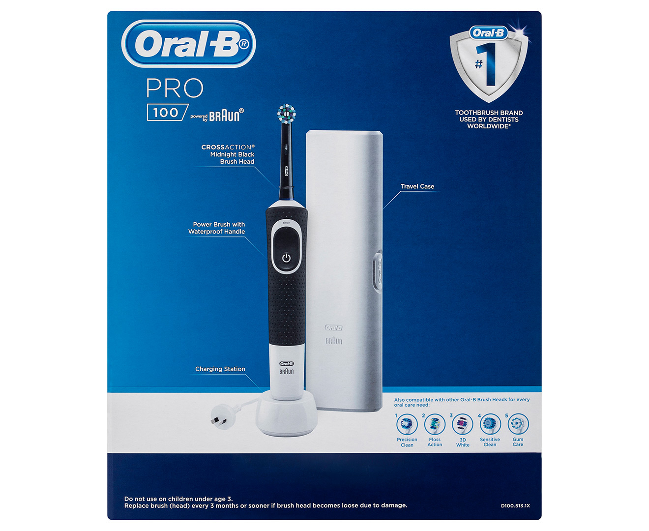 Oral-B Pro 100 CrossAction Electric Toothbrush - Midnight Black | Catch ...