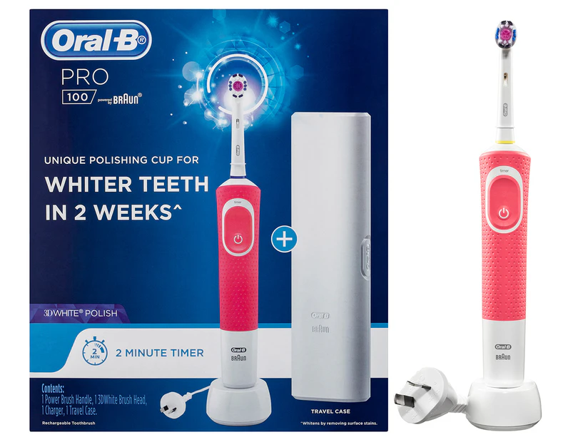 Oral-B Pro 100 3D White Polish Electric Toothbrush - Pink