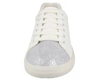Spot On Womens Lace Up Snake Toecap Trainers (White) - KM551