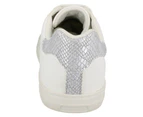 Spot On Womens Lace Up Snake Toecap Trainers (White) - KM551