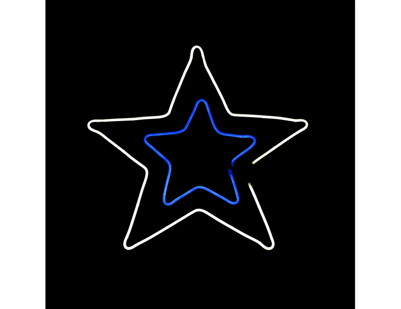 Neon Flex Sign - Double Star Silhouette - Blue/White - LED Decor Lights