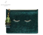 Alice Pleasance Wonderland Eyelashes Velvet Tassel Clutch - Emerald Green