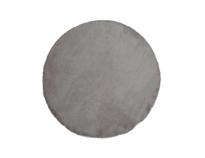 Emilia Rabbit Faux Fur Round Rug 150Cm - Silver Grey