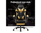 Artiss Office Chair Gaming Chair Computer Chairs Recliner PU Leather Seat Armrest Footrest Black Golden