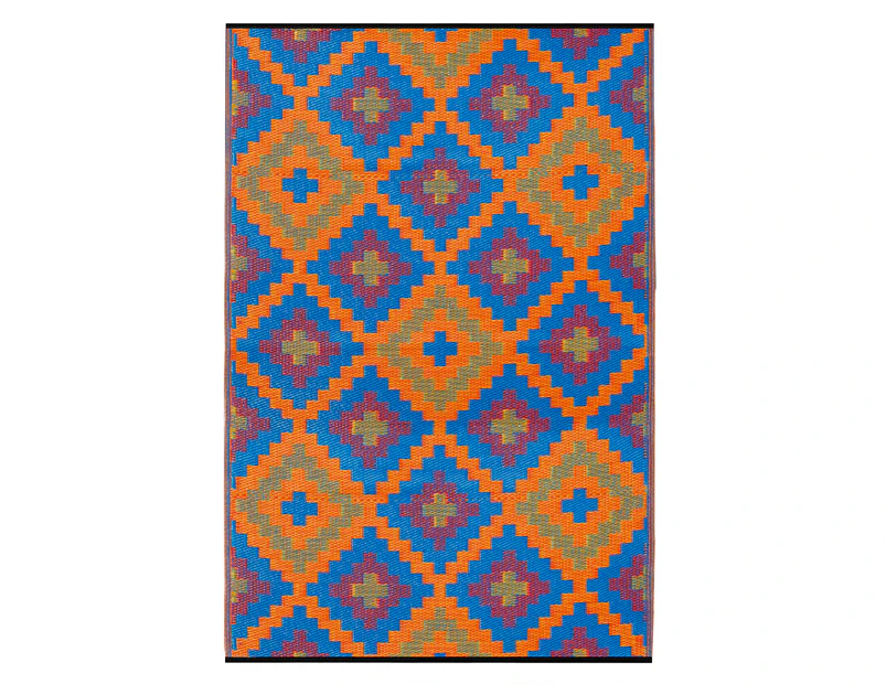 Recycled Plastic Outdoor Rug 180x270 CM Saman Blue and Orange