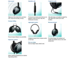 Philips Flite Everlite Over-Ear Headphones w/ Mic - Black + Bonus Cable Organiser Wrap 2-Pack