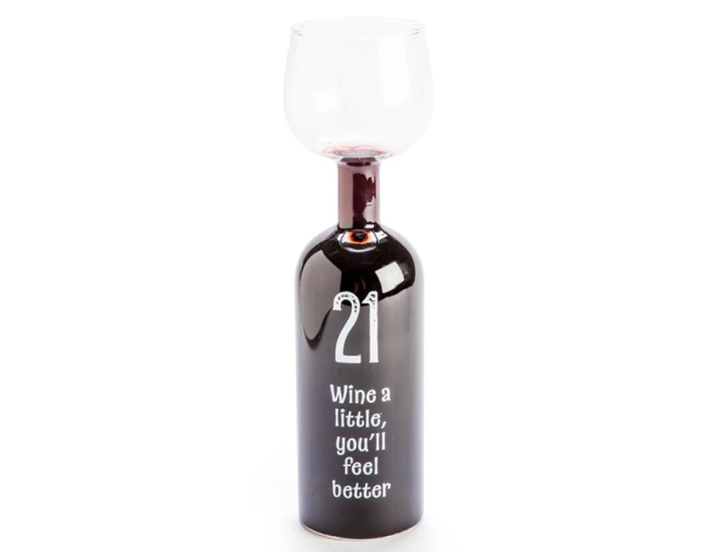 21st Birthday Wine Bottle Glass