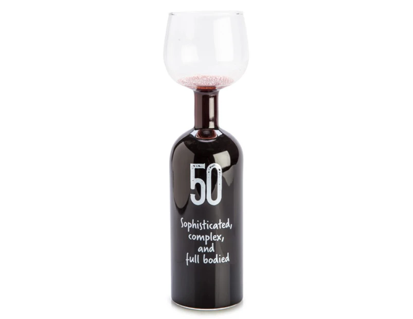 50th Birthday Wine Bottle Glass
