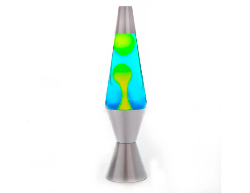 Diamond Lava Motion Lamp - Yellow and Blue with Silver Stand