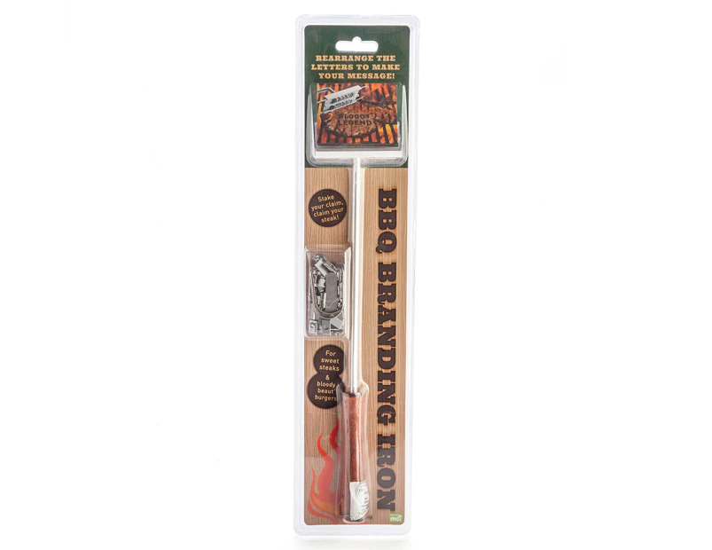 Stand Clear: Man Cooking BBQ Branding Iron - Stainless Steel/Natural