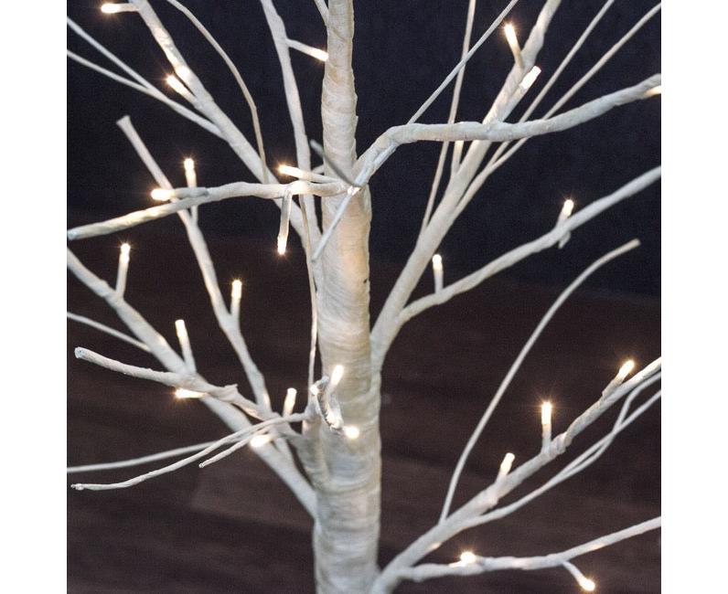 indoor white twig tree with lights