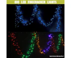 800 LED Fairy Firecracker Cluster Lights Wave/Water Flow Function Effect 12m Long - Multi Colour
