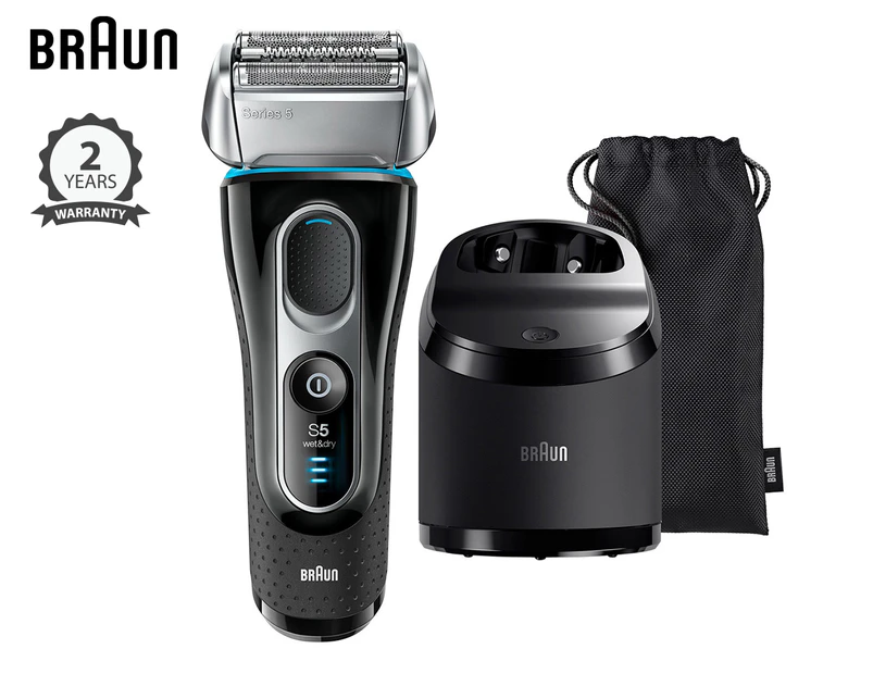 Braun Series 5 Wet/Dry Electric Shaver Silver/Black Plus Clean & Charge Station - 81679663
