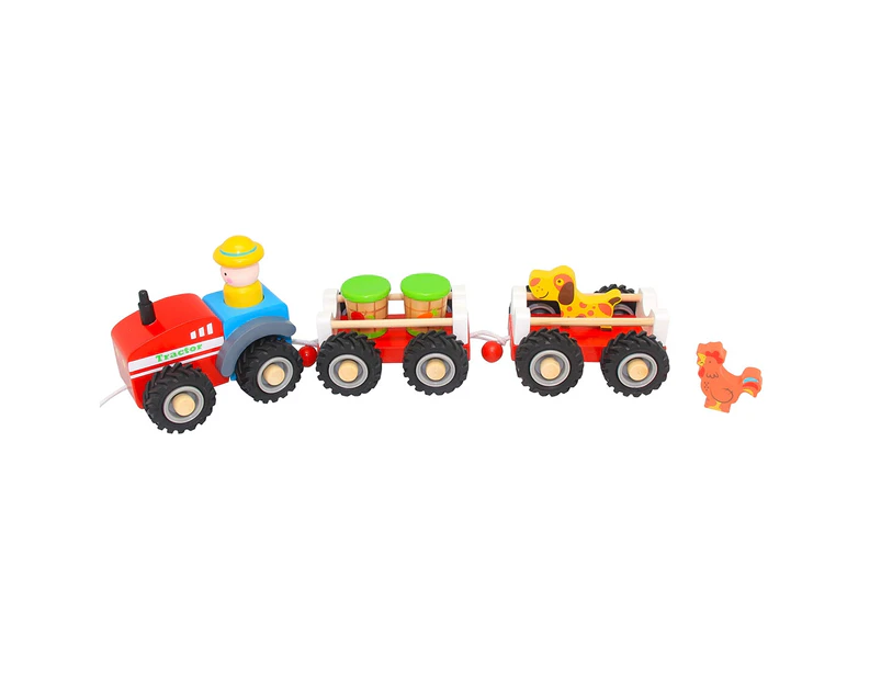 Toyslink - Red Tractor With Double Trailo