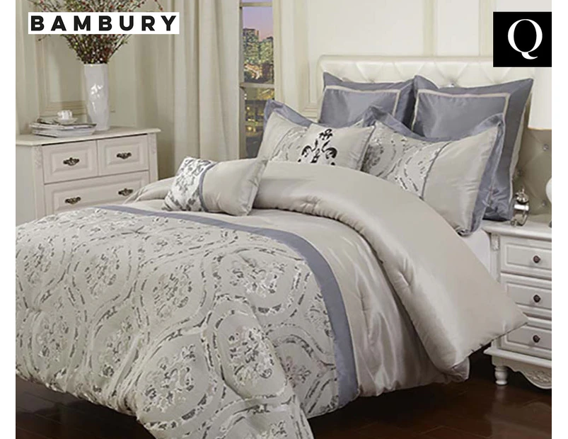 Bambury Sanders 7-Piece Queen Bed Comforter Set - Stone