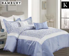 Bambury Perlin 7-Piece King Bed Comforter Set - Blue/White