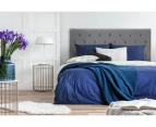 The Big-Save Penelope Queen Upholstered Headboard with Pintuck Design in Dark Grey Fabric