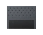The Big-Save Penelope Queen Upholstered Headboard with Pintuck Design in Light Grey Fabric
