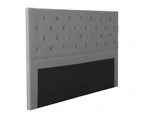 The Big-Save Penelope Queen Upholstered Headboard with Pintuck Design in Dark Grey Fabric