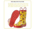 KushyShoo Kids Boy Rain Boots, Waterproof Printed Rubber Rainboots with Easy-...