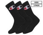 Champion Kids' C Logo Quarter Crew Sock 3-Pack - Black