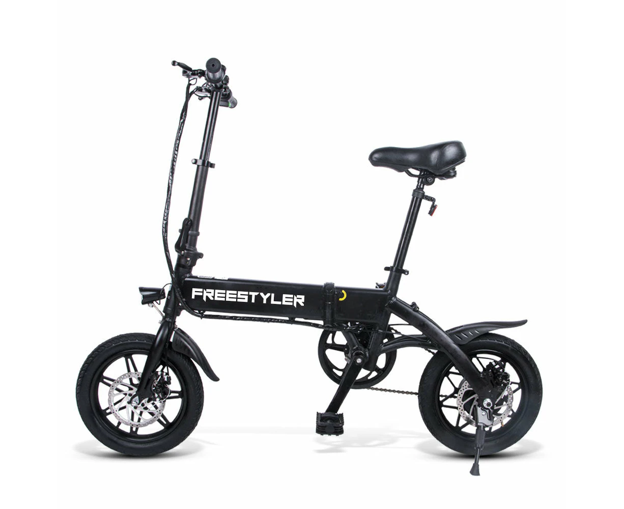 4th Gen Freestyler 14" Full Aluminium Foldable 250W E-Bike Electric Bicycle 8Ah 250W Hub Motor - Black