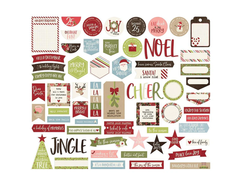 Simple Stories - Holly Jolly Bits & Pieces Die-Cuts 61 pack - Journal*