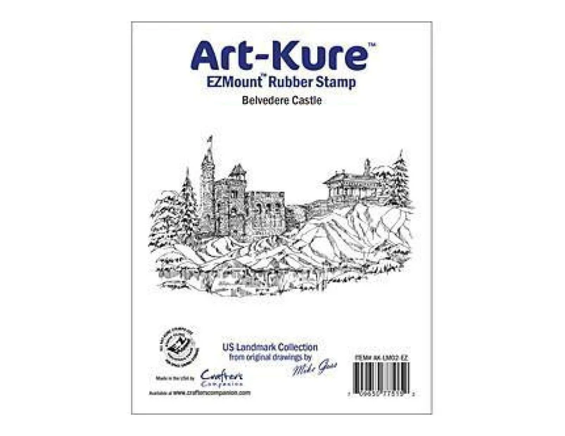 Crafters Companion -  Art Kure - Belvedere Castle Landmarks Ezmount Stamp 4In 2.5In*