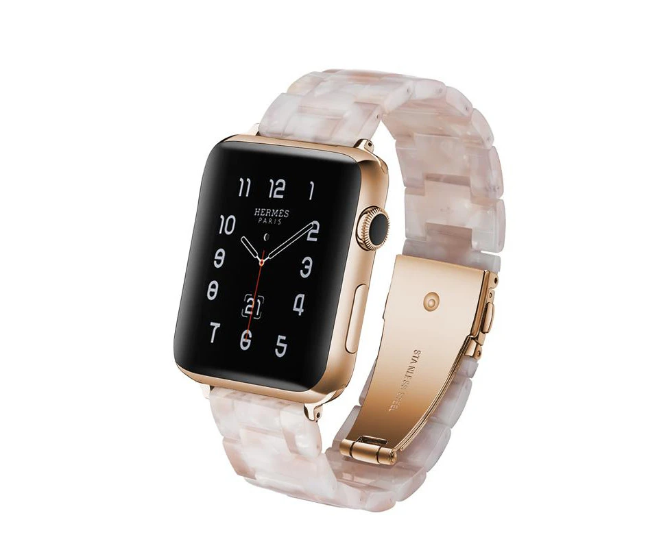 WIWU Resin Band with Stainless Steel Buckle For Apple Watch Band Series 5/4/3/2/1 iWatch Wristband Strap-FlowerPink