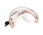 Laser AO-HEAD18-WGD Foldable Headphones with 3.5mm Cable On-Ear Padded Design Gold White