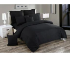 Seersucker Quilt/Doona/Duvet Cover Set(Double/Queen/King/Super King Size Bed) Black