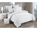 Seersucker Quilt/Doona/Duvet Cover Set(Double/Queen/King/Super King Size Bed) White