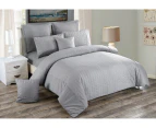 Seersucker Quilt/Doona/Duvet Cover Set(Double/Queen/King/Super King Size Bed) Grey