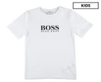 Hugo Boss Kids' Print Tee / T-Shirt / Tshirt - White/Black