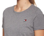 Tommy Hilfiger Women's Flag Crew Tee / T-Shirt / Tshirt - Ash Heather